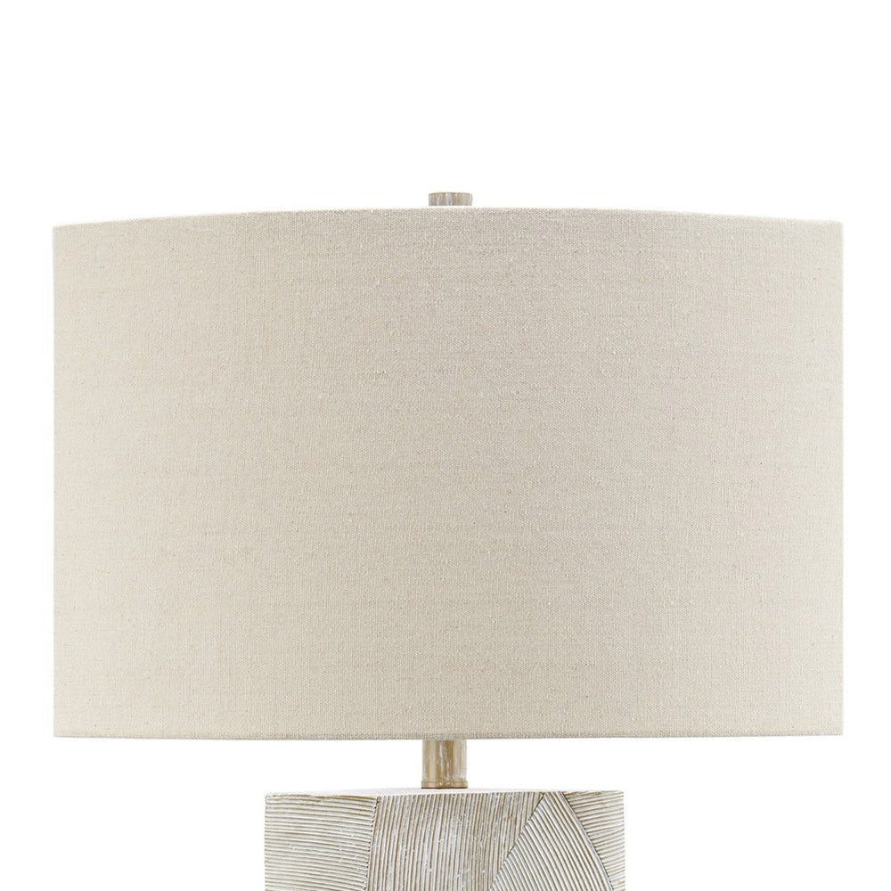 Bard 30 Inch Table Lamp Accent Cylindrical Base Ivory Oval Fabric Shade By Casagear Home BM318393