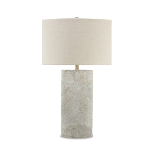 Ashley Bard 30" Table Lamp, Accent Base, Ivory Oval Fabric Shade