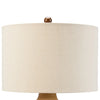 Gee 23 Inch Table Lamp Set of 2 Ivory Drum Shade Tan Geometric Pot Base By Casagear Home BM318395