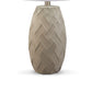 Ner Table Lamp Set of 2 White Drum Shade Angled Embossed Taupe Base By Casagear Home BM318397