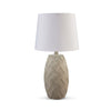 Ner Table Lamp Set of 2, White Drum Shade, Angled Embossed Taupe Base By Casagear Home