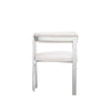 Cid Tayc 25 Inch Dining Chair, White Faux Leather, Stainless Steel Frame By Casagear Home