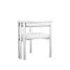 Cid Tayc 25 Inch Dining Chair, White Faux Leather, Stainless Steel Frame By Casagear Home