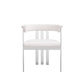 Cid Tayc 25 Inch Dining Chair, White Faux Leather, Stainless Steel Frame By Casagear Home