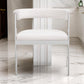 Cid Tayc 25 Inch Dining Chair, White Faux Leather, Stainless Steel Frame By Casagear Home