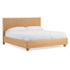 Cid Joya Queen Bed, Panel Headboard, Rounded Natural Brown Solid Oak Wood By Casagear Home