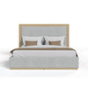 Noe Malia King Size Bed, Gray Polyester Upholstery, Natural Wood Frame By Casagear Home