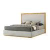 Noe Malia King Size Bed, Gray Polyester Upholstery, Natural Wood Frame By Casagear Home