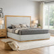 Noe Malia King Size Bed, Gray Polyester Upholstery, Natural Wood Frame By Casagear Home