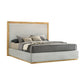 Noe Malia King Size Bed, Gray Polyester Upholstery, Natural Wood Frame By Casagear Home