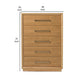 Noe Malia Tall Dresser Chest 5 Drawers Nickel Natural Brown Solid Wood By Casagear Home BM318412