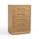 Noe Malia Tall Dresser Chest, 5 Drawers, Nickel, Natural Brown Solid Wood By Casagear Home