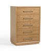 Noe Malia Tall Dresser Chest, 5 Drawers, Nickel, Natural Brown Solid Wood By Casagear Home