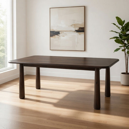 Cid Seby 87 Inch Dining Table, Rectangular Top, Espresso Brown Solid Wood By Casagear Home