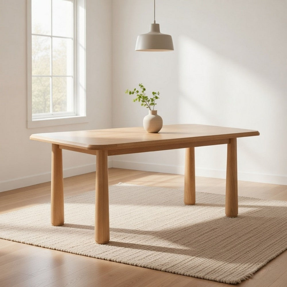 Cid Seby 87 Inch Dining Table, Rectangular Top, Natural Brown Solid Wood By Casagear Home