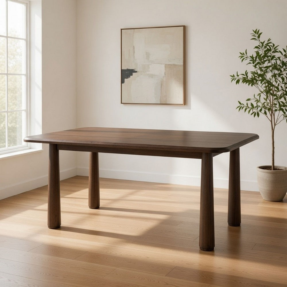 Cid Seby 71 Inch Dining Table, Rectangular Top, Espresso Brown Solid Wood By Casagear Home