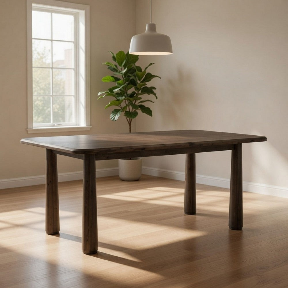 Cid Seby 71 Inch Dining Table, Rectangular Top, Espresso Brown Solid Wood By Casagear Home