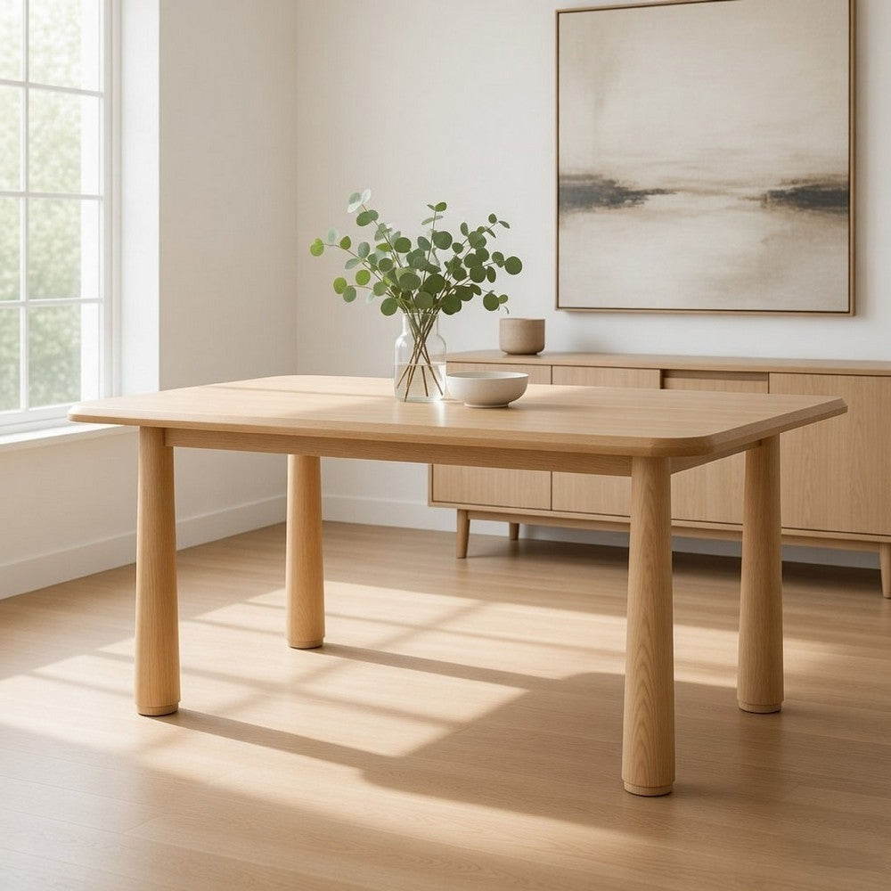 Cid Seby 71 Inch Dining Table, Rectangular Top, Natural Brown Solid Wood By Casagear Home