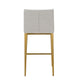 Cid Kinn Counter Stool Chair Set of 2 Light Gray Polyester Brass Steel By Casagear Home BM318427