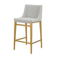 Cid Kinn Counter Stool Chair Set of 2 Light Gray Polyester Brass Steel By Casagear Home BM318427