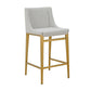 Cid Kinn Counter Stool Chair Set of 2 Light Gray Polyester Brass Steel By Casagear Home BM318427