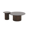 2 Piece Coffee Table and End Table Set Round Top Pedestal Base Black By Casagear Home BM318437