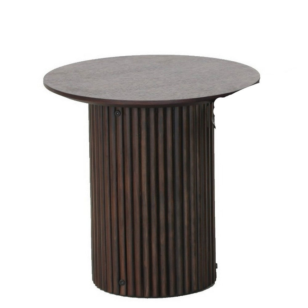 2 Piece Coffee Table and End Table Set Round Top Pedestal Base Black By Casagear Home BM318437