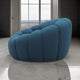 Reno Ola 48 Inch Accent Chair, Cushioned Hexagonal Tufted Seat, Teal Blue By Casagear Home