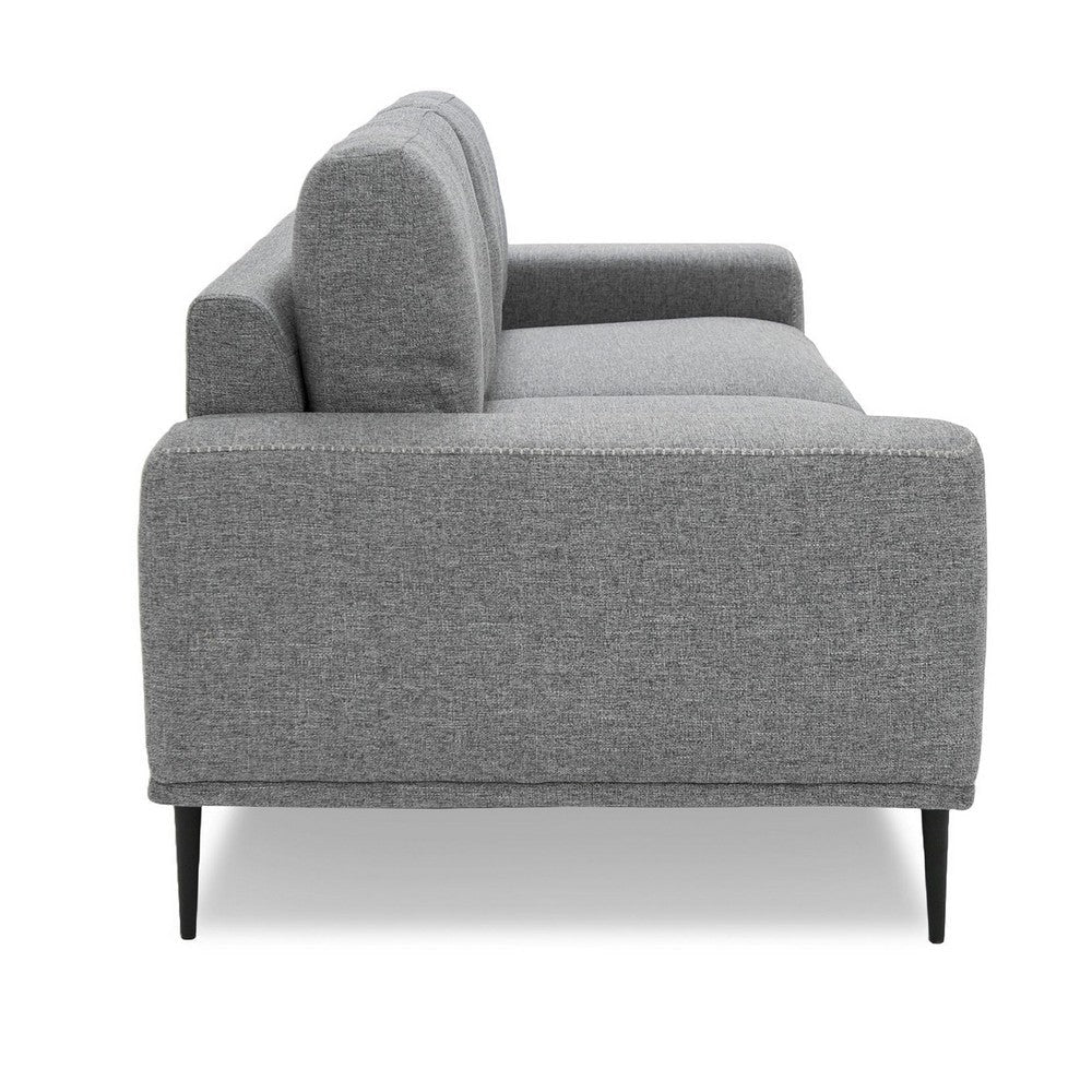 Reno Zico 68 Inch Sofa Cushioned Modern Gray Polyester Black Metal Legs By Casagear Home BM318449