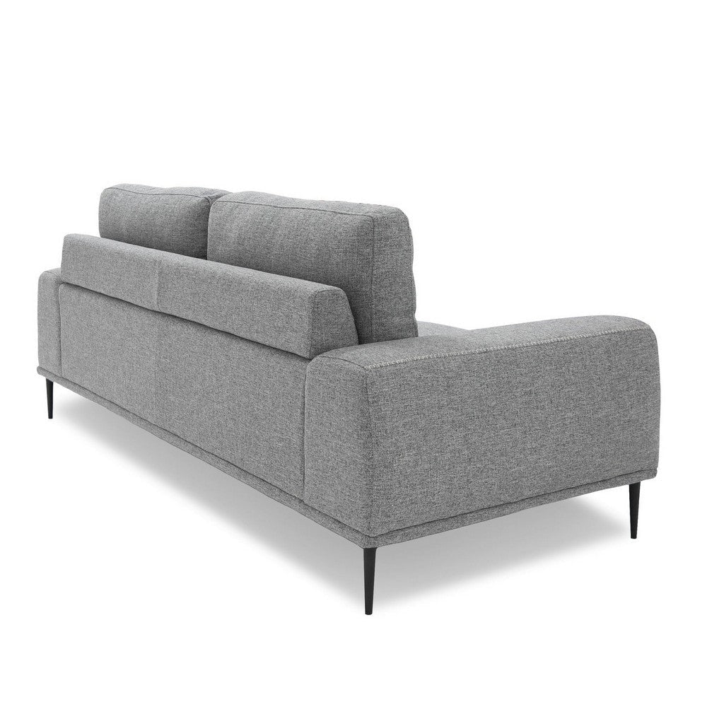 Reno Zico 68 Inch Sofa Cushioned Modern Gray Polyester Black Metal Legs By Casagear Home BM318449