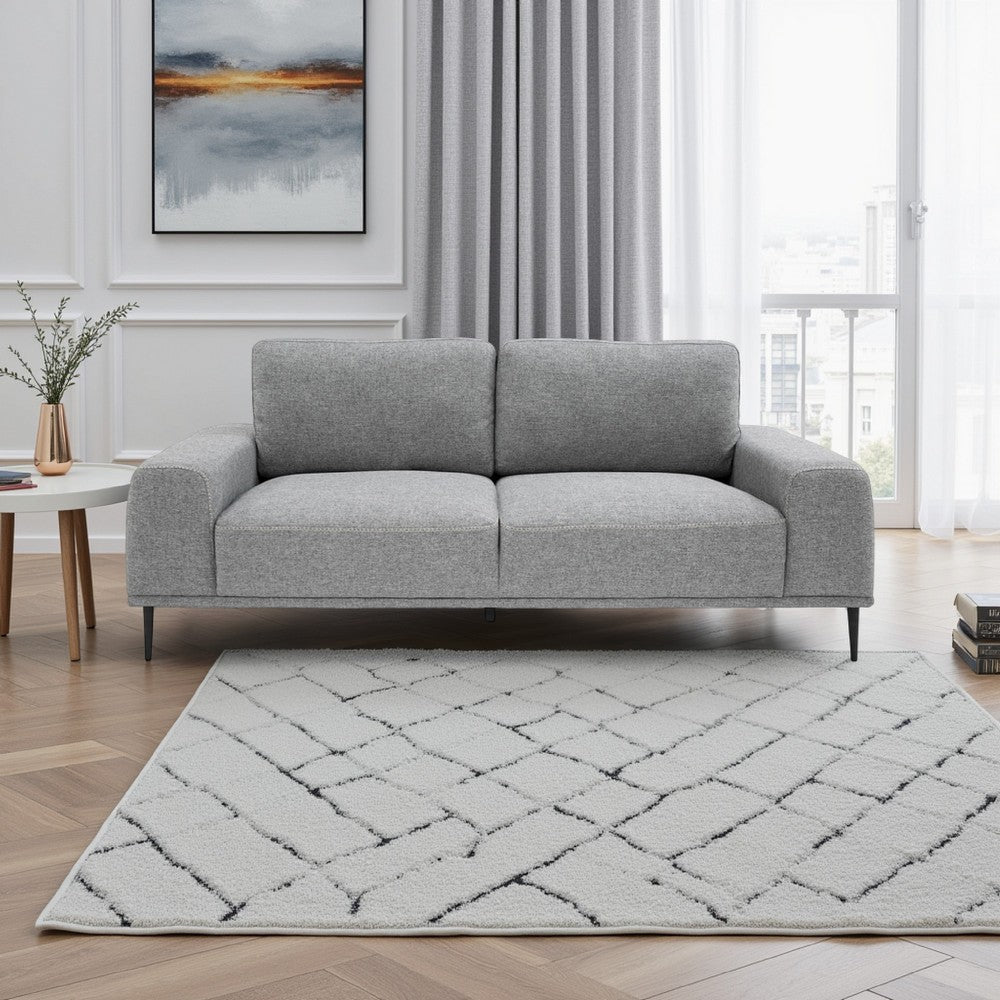 Reno Zico 68 Inch Sofa, Cushioned Modern Gray Polyester, Black Metal Legs By Casagear Home