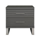 28 Inch Nightstand 2 Drawers with Metal Handles Slatted Design Gray By Casagear Home BM318450