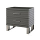 28 Inch Nightstand 2 Drawers with Metal Handles Slatted Design Gray By Casagear Home BM318450