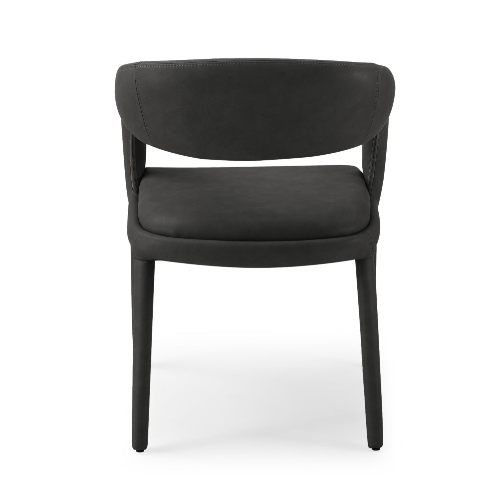 Cid Taya 24 Inch Dining Chair, Open Back, Cushioned Black Faux Leather By Casagear Home