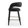 Cid Taya 26 Inch Counter Stool Chair, Curved Open Back, Black Faux Leather By Casagear Home