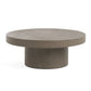 36 Inch Coffee Table, Concrete Round Top, Thick Pillar Padestal Base, Gray By Casagear Home