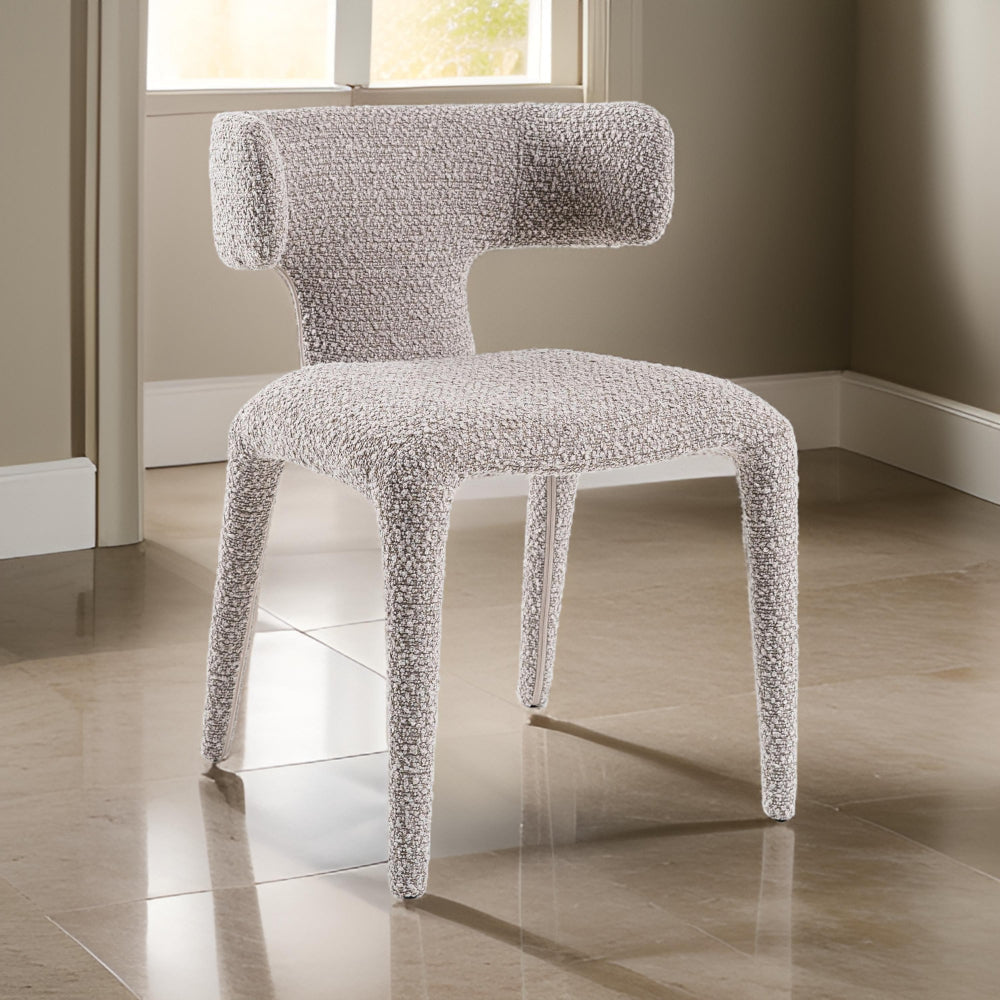 Cid Eve 21 Inch Dining Chair, Curved Wingback Off White Textured Polyester By Casagear Home