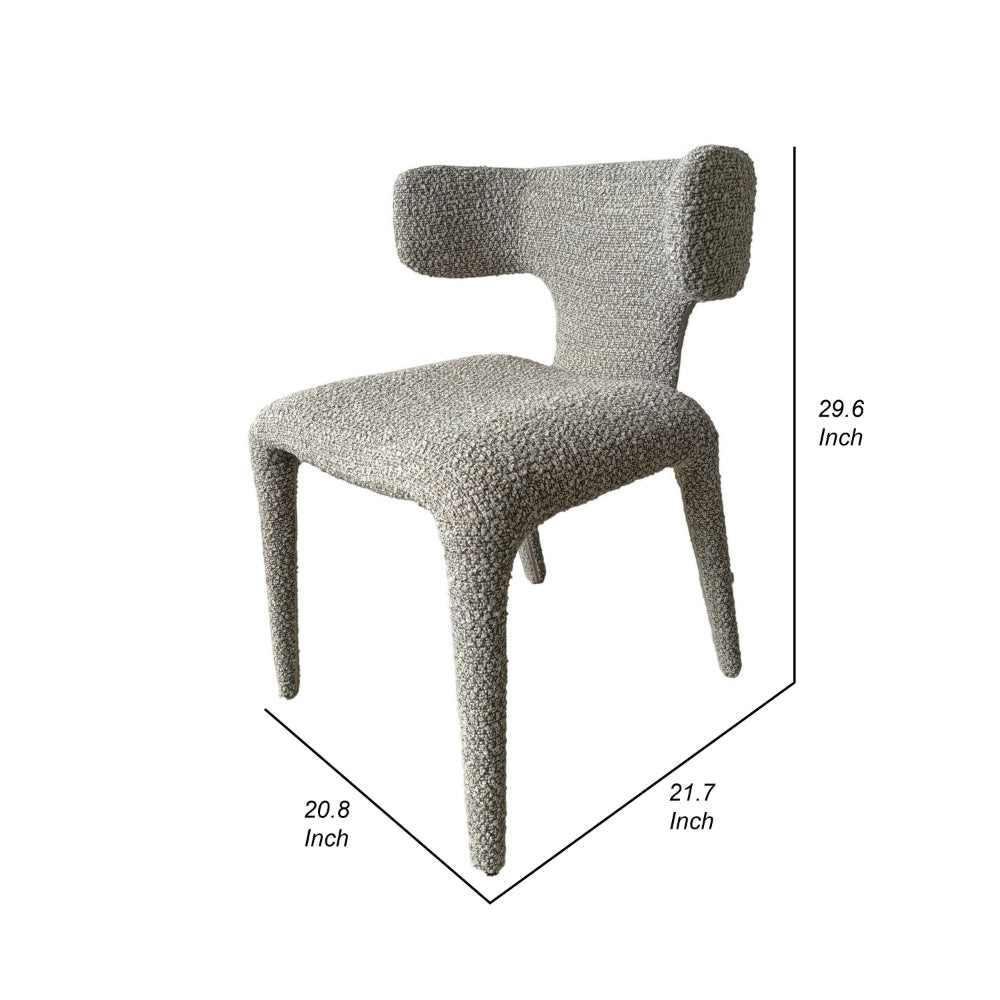 Cid Eve 21 Inch Dining Chair Curved Wingback Gray Textured Polyester By Casagear Home BM318458