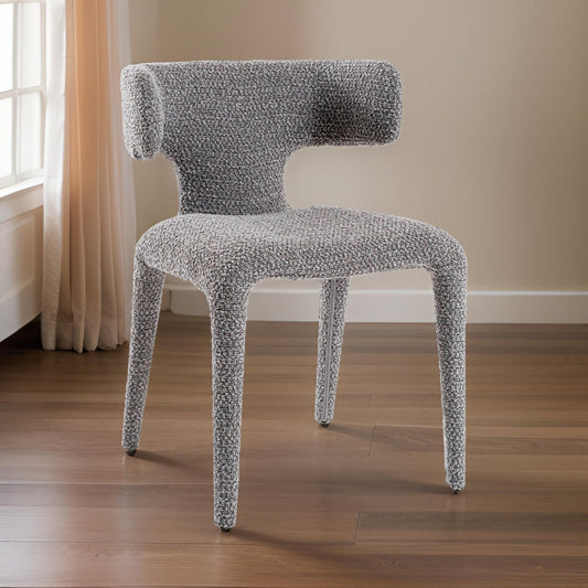 Cid Eve 21 Inch Dining Chair, Curved Wingback, Gray Textured Polyester By Casagear Home