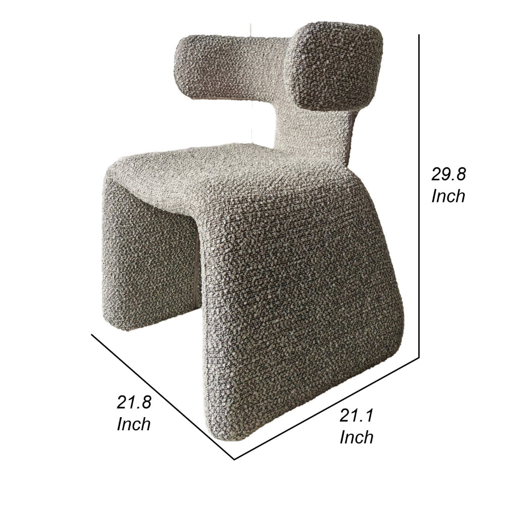 Cid Fiu 22 Inch Dining Chair Curved Wingback Gray Textured Polyester By Casagear Home BM318461