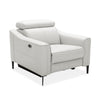 Reno Lin 37 Inch Power Recliner Chair, White Genuine Leather, Metal Legs By Casagear Home