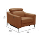 Reno Lin 37 Inch Power Recliner Chair Brown Genuine Leather Metal Legs By Casagear Home BM318467