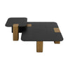 Cid Casy 2pc Coffee Table Set Black Veneer Top Gold Block legs By Casagear Home BM318469