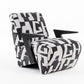 27 Inch Accent Chair, Polyester Black and White Geometric Pattern Print By Casagear Home