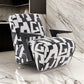 27 Inch Accent Chair, Polyester Black and White Geometric Pattern Print By Casagear Home