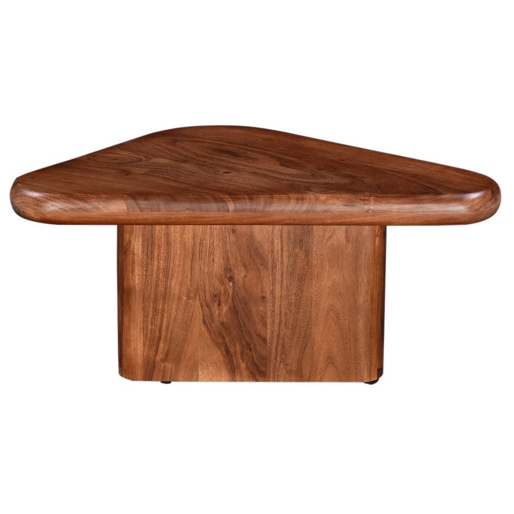 2 Piece Nesting Coffee Table Triangle Top Pedestal Base Acacia Wood By Casagear Home BM318473