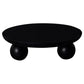 Coffee Table 35 Inch Round Top 3 Modern Sphere Legs Black Mango Wood By Casagear Home BM318475