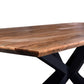 Lee Dining Table 87 Inch Natural Acacia Wood Top Black Iron Star Base By Casagear Home BM318477