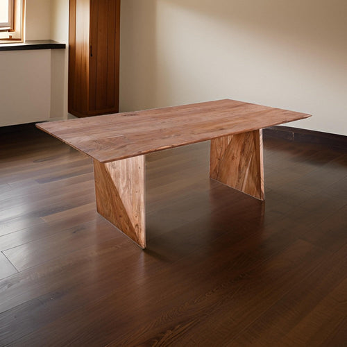 Jax Dining Table, 81 Inch Rectangular Acacia Wood Top, Natural Brown By Casagear Home