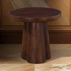 Dex Side End Table 20 Inch Round Top Sculpture Pedestal Base Walnut Brown By Casagear Home BM318483